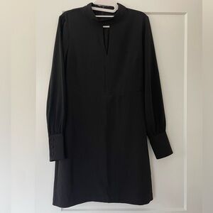 Banana Republic Classic Black Split Neck Long Sleeve Button cuff Dress - size 4